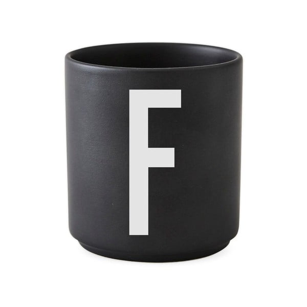 Črna porcelanasta skodelica Design Letters Alphabet F, 250 ml