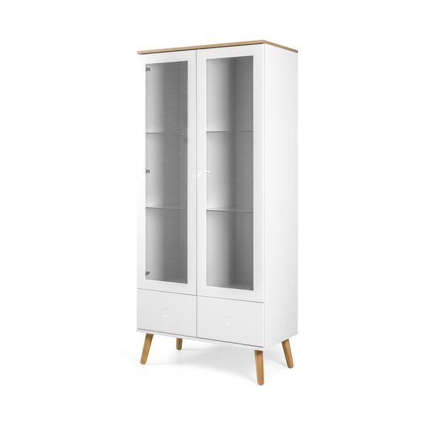 Bela vitrina s hrastovimi nogami Tenzo Dot, višina 175 cm-image-2