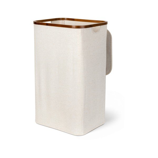 Kremno bel tekstilni koš za perilo Bamboo/Linen – Bigso