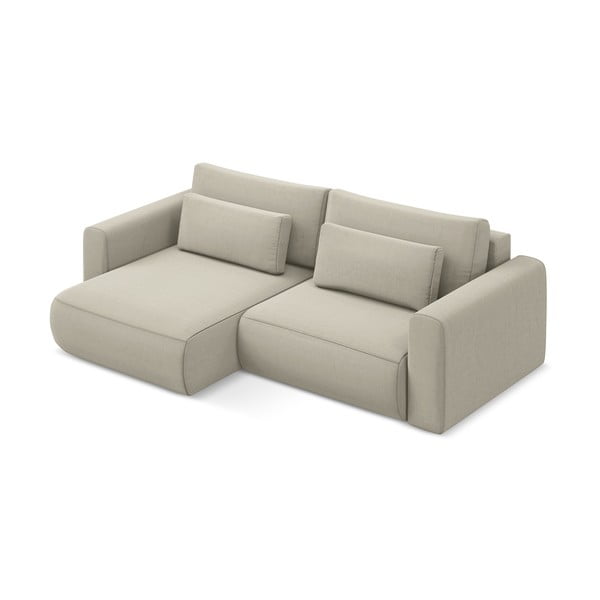 Bež žametna raztegljiva/s prostorom za shranjevanje kotna sedežna garnitura (levi kot/z ležalnikom) Kapua – Makamii-image-2