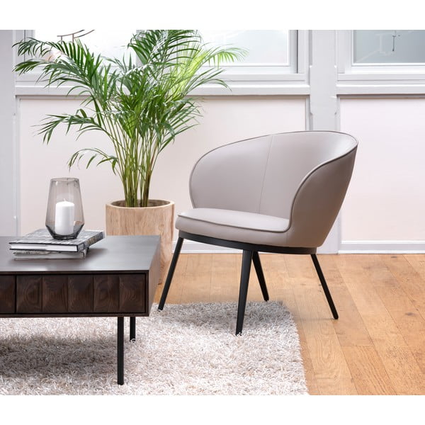 Sivo-bež fotelj iz umetnega usnja Gain – Unique Furniture-image-1