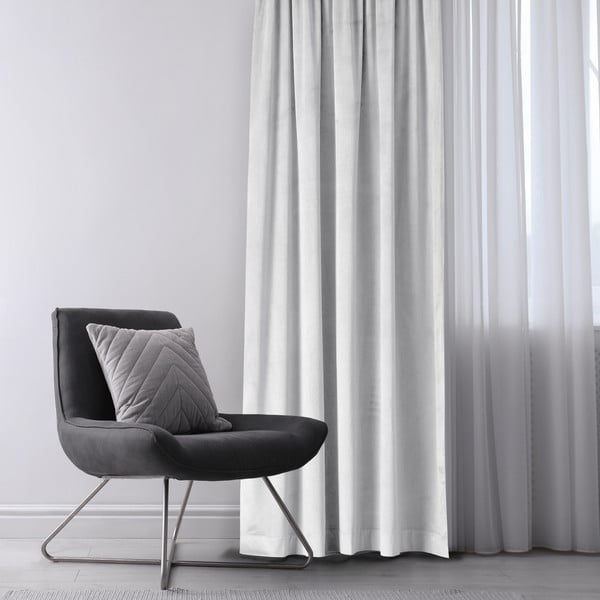 Bela žametna zavesa za delno zatemnitev 140x270 cm Eyelets – Restilo-image-1