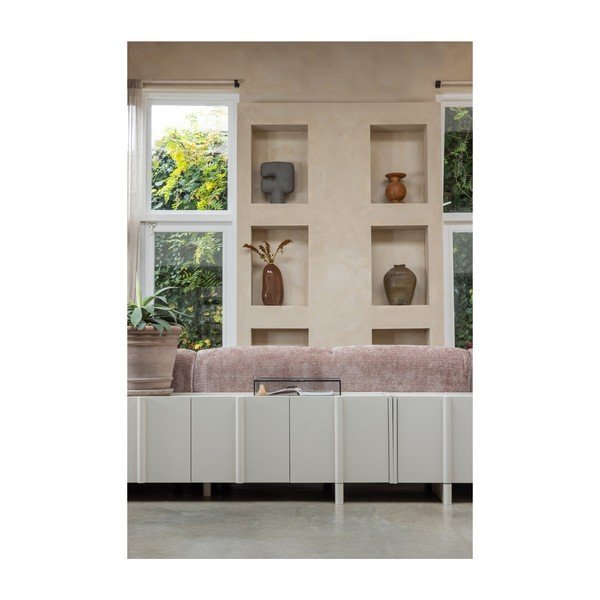 Svetlo siva TV omarica iz masivnega bora 152x53x46 cm Basu – WOOOD-image-1