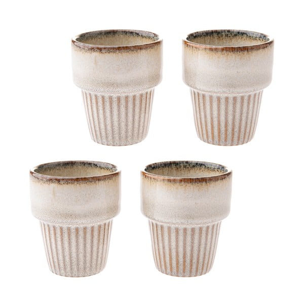 Kremno bele skodelice v kompletu za espresso 4 ks iz kamenine 100 ml Tone – Dakls