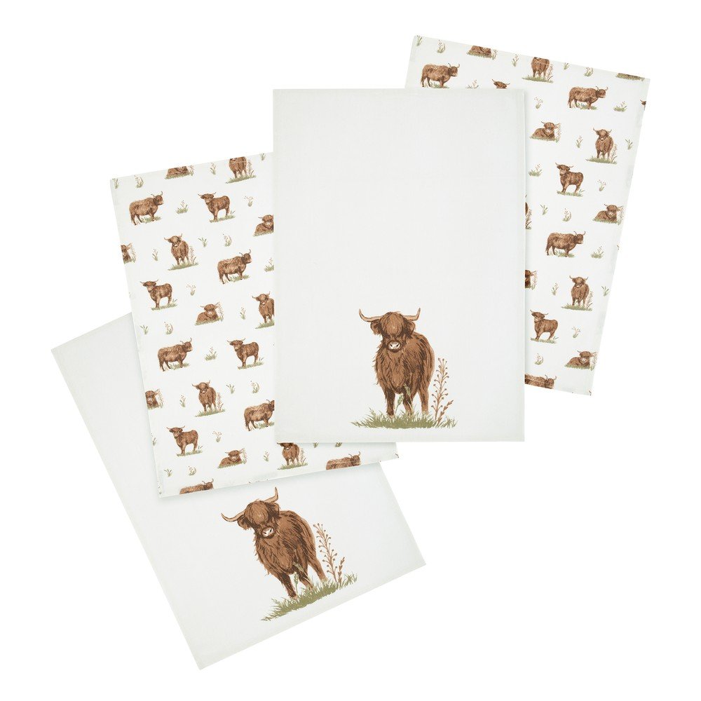 Bombažne kuhinjske krpe v kompletu 4 ks 50x70 cm Angus Highland Cow