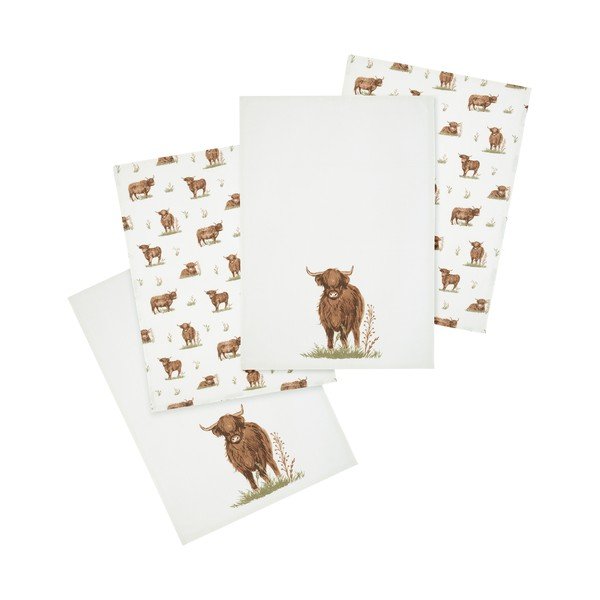 Bombažne kuhinjske krpe v kompletu 4 ks 50x70 cm Angus Highland Cow – Catherine Lansfield