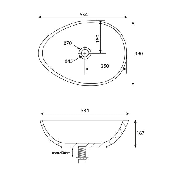 Temno siv betonski umivalnik 53x39 cm Punc – Sapho-image-3