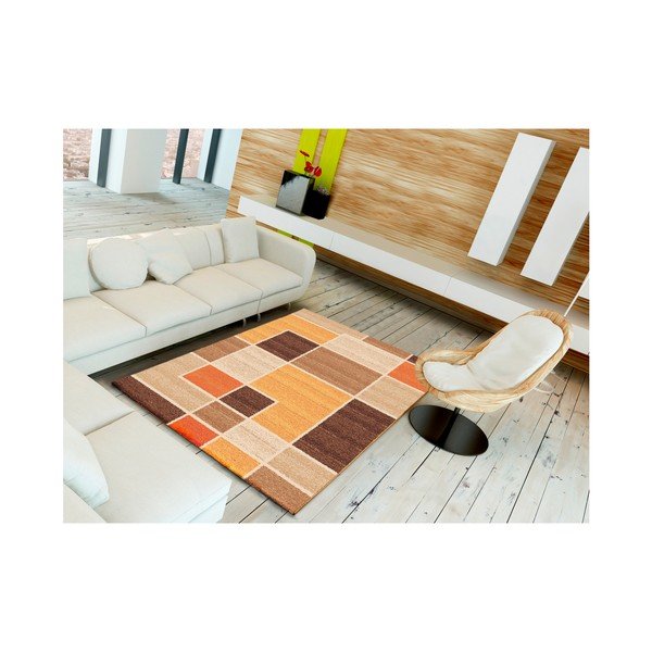 Oranžna in bež preproga Universal Nilo, 67 x 250 cm-image-1