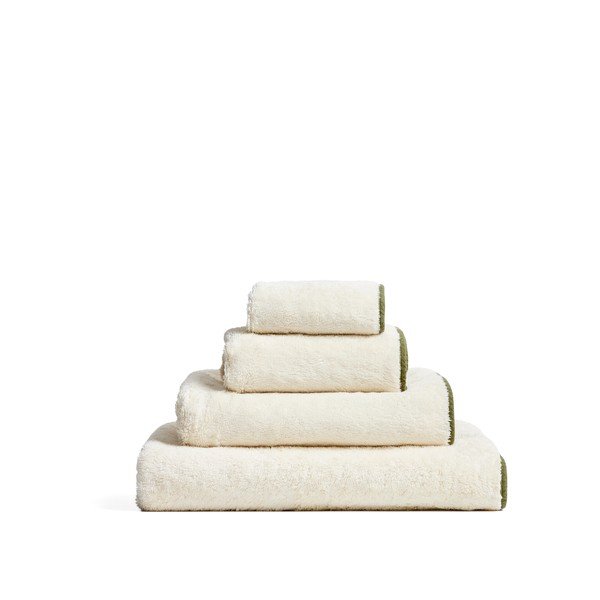 Bela/zelena frotirna bombažna brisača 30x50 cm Sedora – Kave Home-image-3