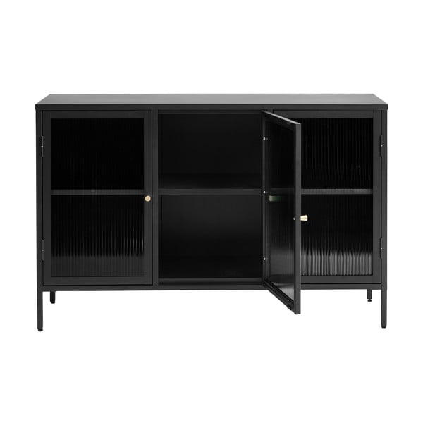 Črna kovinska vitrina 132x85 cm Bronco – Unique Furniture-image-3