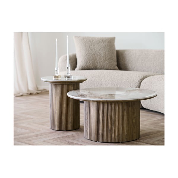 Okrogla stranska mizica z mizno ploščo v marmornem dekorju ø 45 cm Athens – House Nordic-image-2