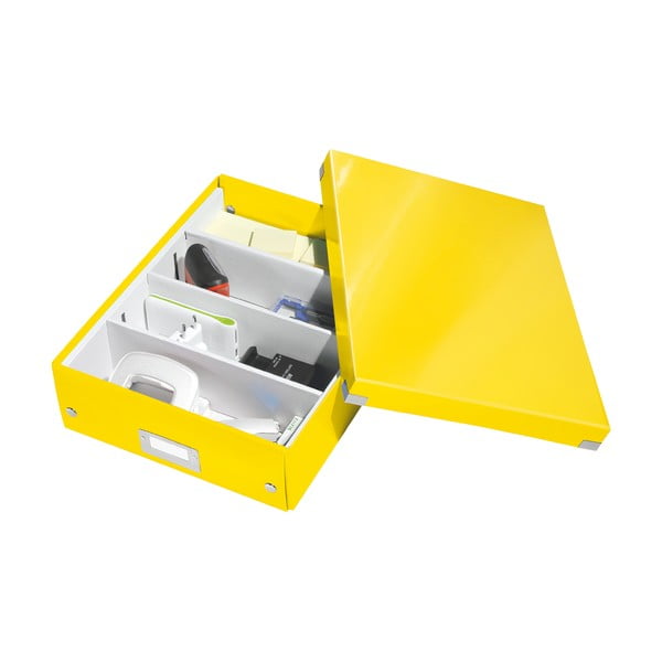 Rumena kartonasta škatla za shranjevanje s pokrovom 28x37x10 cm Click&Store – Leitz