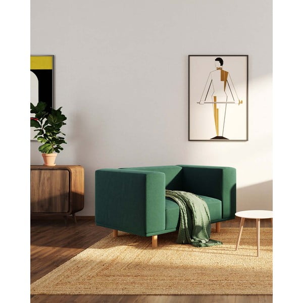 Temno zelen žameten fotelj Kukumo – Ame Yens-image-1