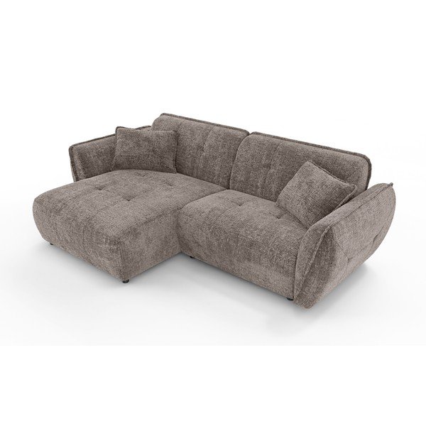 Sivorjava kotna sedežna garnitura iz šenilje (levi kot/z ležalnikom) Nelia – Ropez-image-2