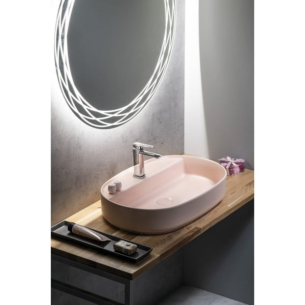 Rožnat keramičen umivalnik 60x40 cm Infinity Oval – Sapho-image-1
