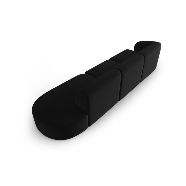 Črna žametna sedežna garnitura levi kot 311 cm Paolo – Milo Casa-image-3