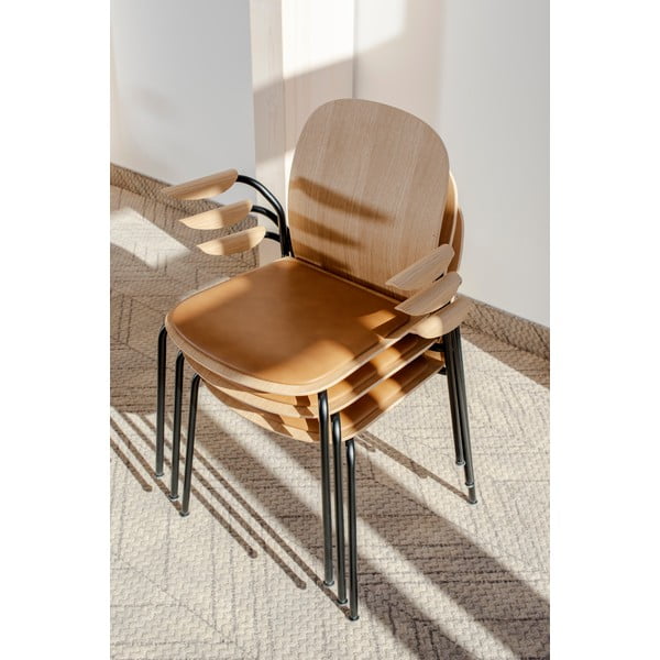 Jedilni stoli v kompletu z nasloni za roke/z možnostjo nalaganja 2 ks v hrastovem dekorju v naravni barvi Book – Gazzda-image-1