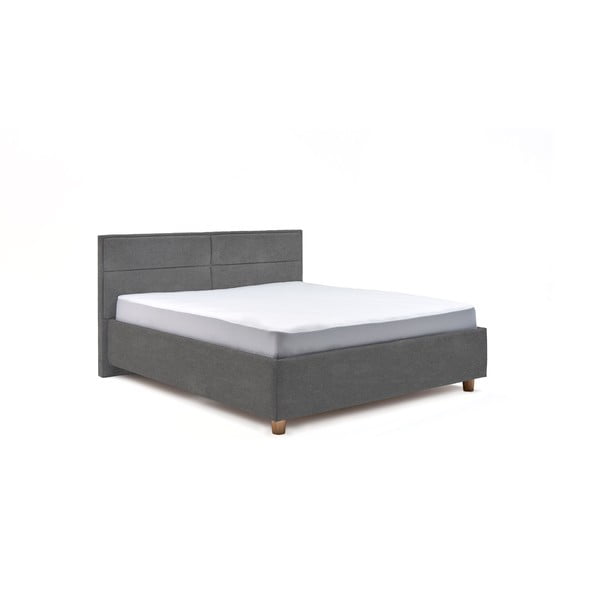Svetlo siva zakonska postelja s prostorom za shranjevanje ProSpánek Grace, 160 x 200 cm