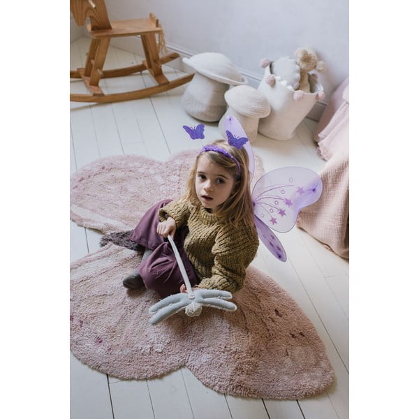 Svetlo rožnata/bež pralna ročno tkana bombažna otroška preproga 90x120 cm Baby Butterfly – Lorena Canals-image-3