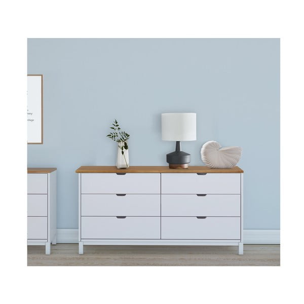 Bela nizka komoda iz masivnega bora 150x75 cm Post – Støraa-image-1