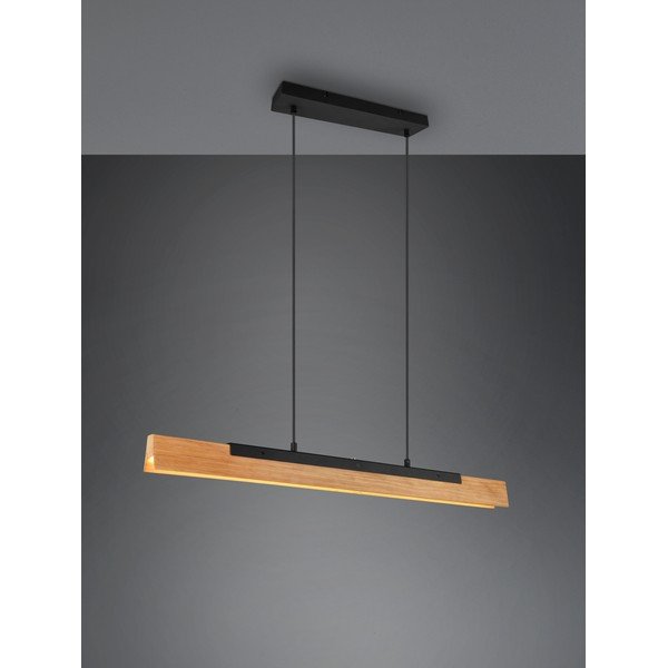 Mat črna LED viseča svetilka z lesenim senčilom Kerala – Trio-image-3