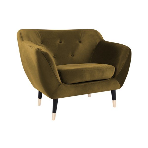 Gorčično rumen fotelj s črnimi nogami Mazzini Sofas Amelie-image-2