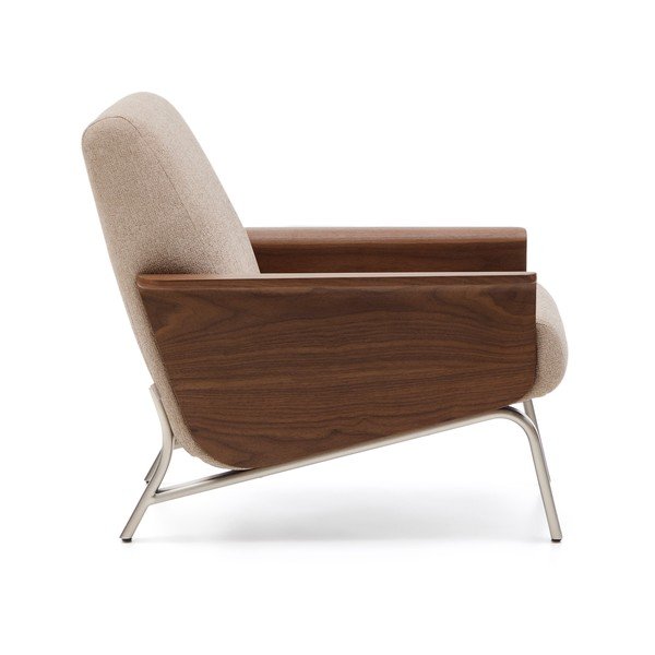 Svetlo rjav fotelj iz šenilje Amsen – Kave Home-image-3