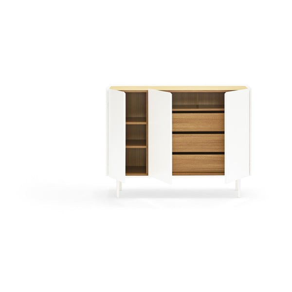 Bela nizka komoda v hrastovem dekorju 110x85 cm Arista – Teulat-image-4