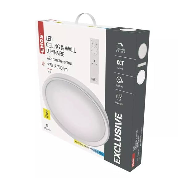 Bela LED stropna svetilka z daljinskim upravljalnikom Ilvi – EMOS-image-1