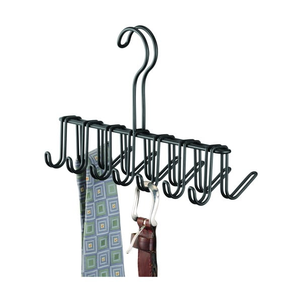 Črno kovinsko stojalo za kravate in pasove iDesign Classico, 17 x 25 cm-image-2