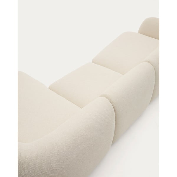 Kremno bela kotna sedežna garnitura iz šenilje (desni kot/z ležalnikom) Martina – Kave Home-image-1