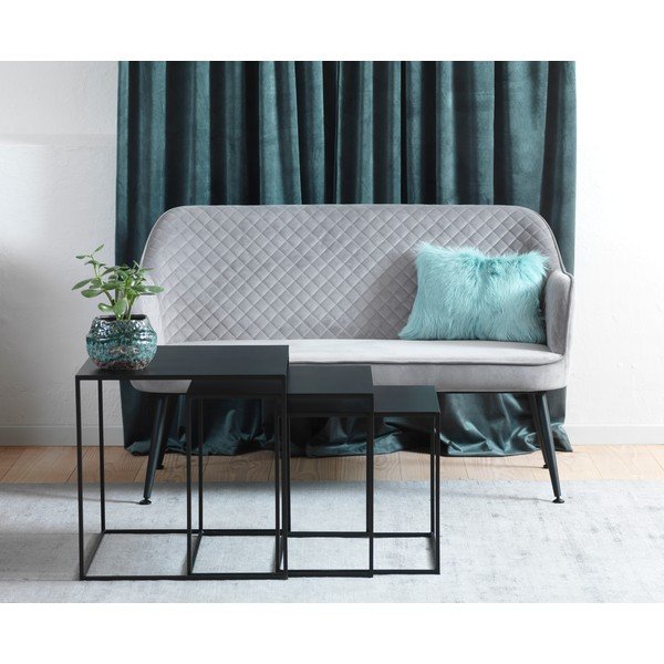 Črne kovinske mizice v kompletu 3 ks 50x50 cm Pebble – Unique Furniture-image-1