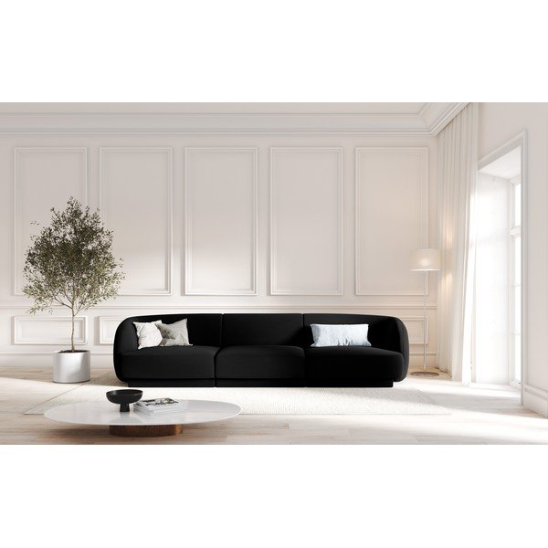 Črni žametni kavč 259 cm Miley - Micadoni Home-image-1