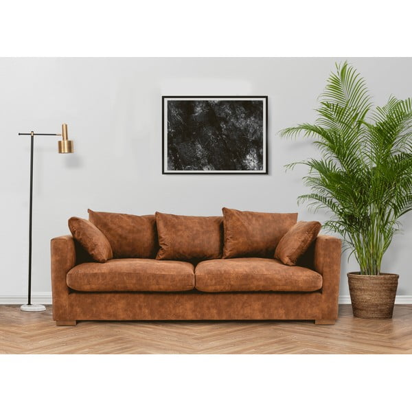 Sedežna garnitura v konjak rjavi barvi 220 cm Comfy – Scandic-image-1