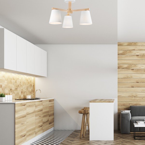 Bela stropna svetilka s tekstilnim senčnikom ø 15 cm Ellie – LAMKUR-image-1