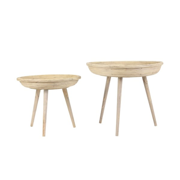 Okrogle stranske mizice v kompletu 2 ks iz ratana ø 56 cm Colon – Light & Living