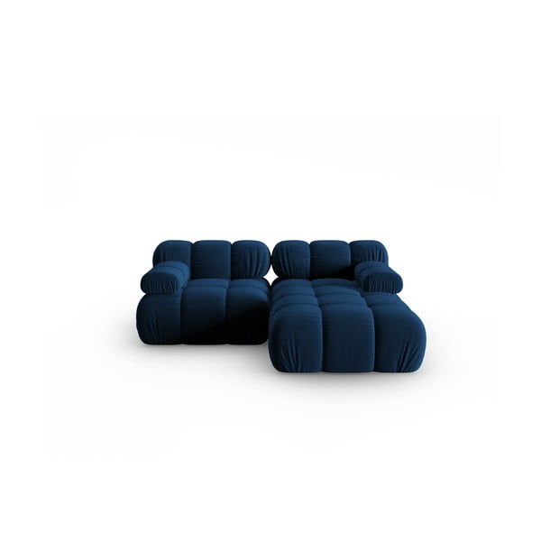 Modra žametna kotna sedežna garnitura (desni kot) Bellis – Micadoni Home
