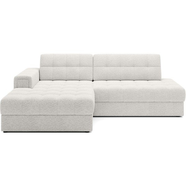 Kremno bela raztegljiva kotna sedežna garnitura iz tkanine bouclé (levi kot/z ležalnikom) Blezalt – ELTAP