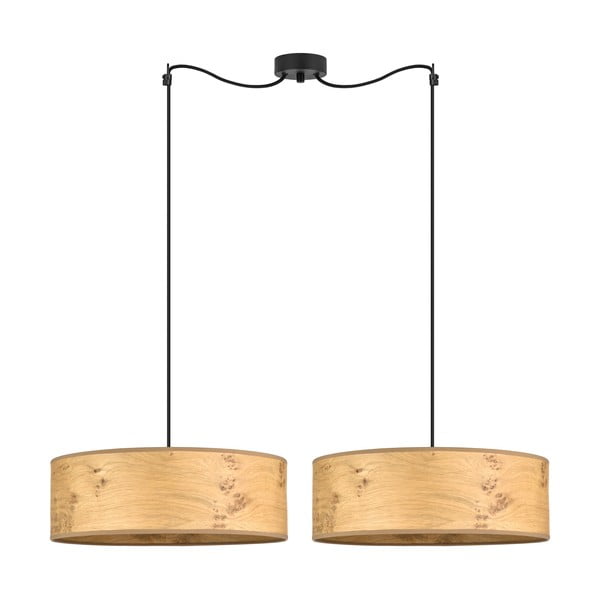 Bež dvojna viseča svetilka iz lesenega furnirja Sotto Luce Ocho XL, ⌀ 45 cm