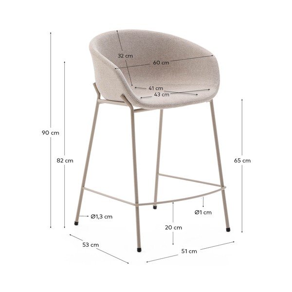 Bež barski stol (višina sedeža 65 cm) Yvette – Kave Home-image-4