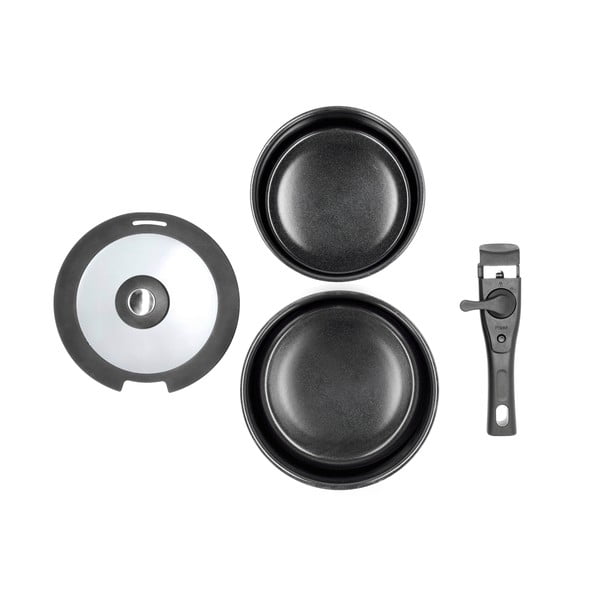 Aluminijast komplet loncev s snemljivim ročajem 2 ks s pokrovko 2,4 l – Holm-image-2