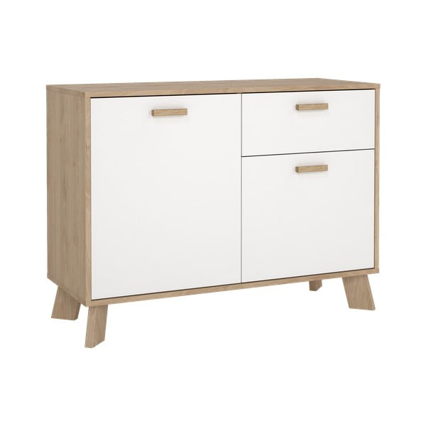 Bela komoda v hrastovem dekorju 99x73x39 cm Ikast – Tvilum-image-4