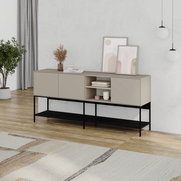 Črna/kremno bela komoda 180x80x40 cm Amira – Marckeric-image-2