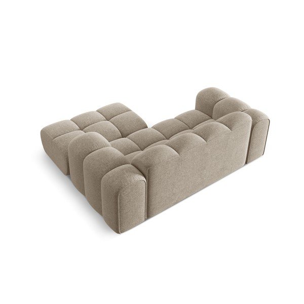 Svetlo rjava kotna sedežna garnitura iz šenilje (desni kot/z ležalnikom) Treno – Cosmopolitan Design-image-3