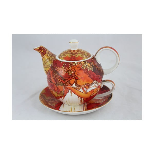 Alfons Mucha - čajnik s skodelico Pomlad