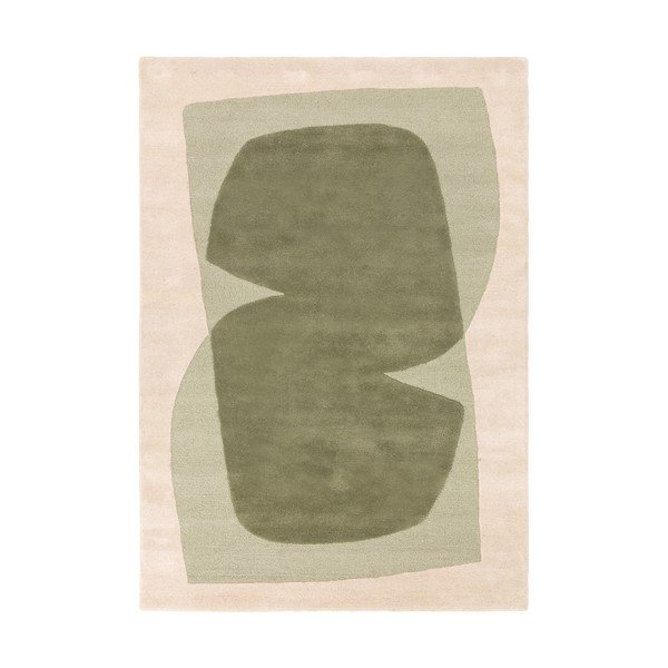 Zelena/bež ročno tkana volnena preproga 120x170 cm Kinney – MADE