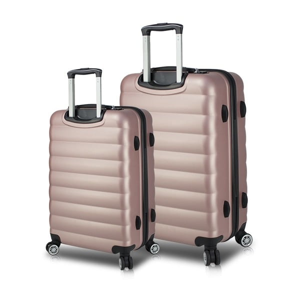Komplet 2 roza potovalnih kovčkov na kolesih s priključki USB My Valice RESSNO Large & Medium