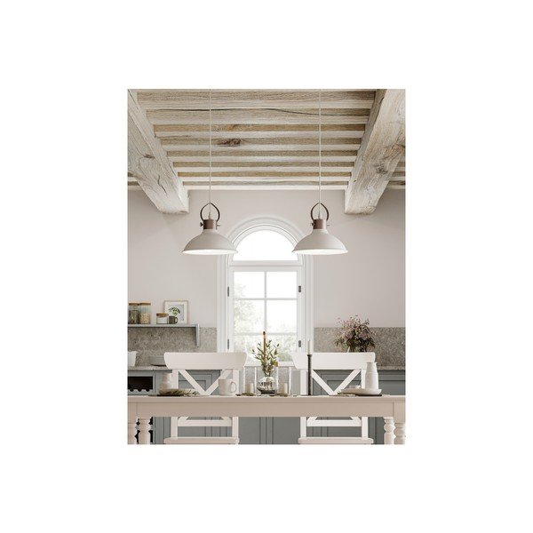 Bela viseča svetilka s kovinskim senčilom Mees – GTV-image-1