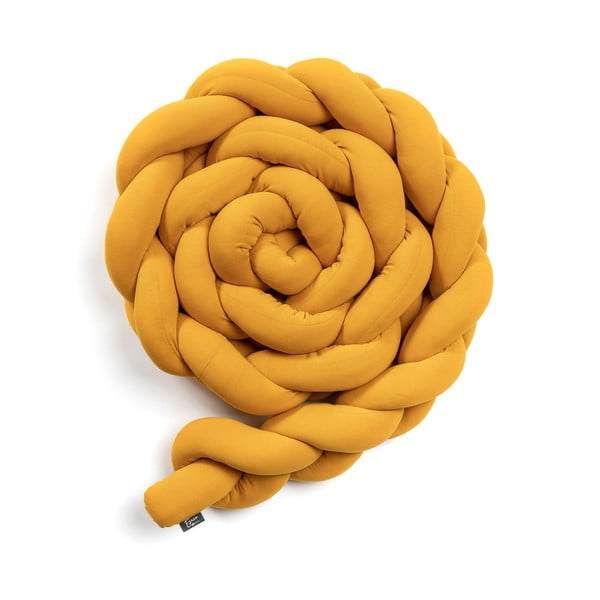 Gorčično rumena bombažna pletena zaščita za posteljico ESECO, dolžina 220 cm
