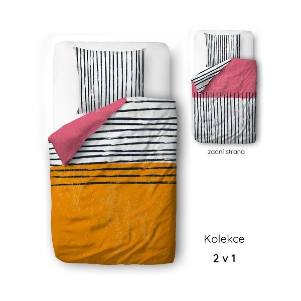 Enojna posteljnina iz bombažnega satena 140x200 cm Black Stripes in Colors – Butter Kings-image-2